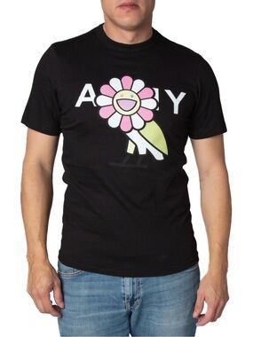 EUC Octobers Very Own Takashi Murakami x OVO Owl Flower Black T Shirt Size Small